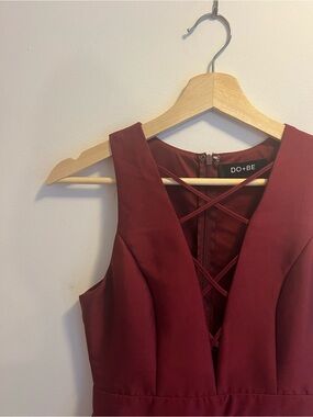 DO+BE Burgundy Sleeveless Fit & Flare Dress with Lattice Back